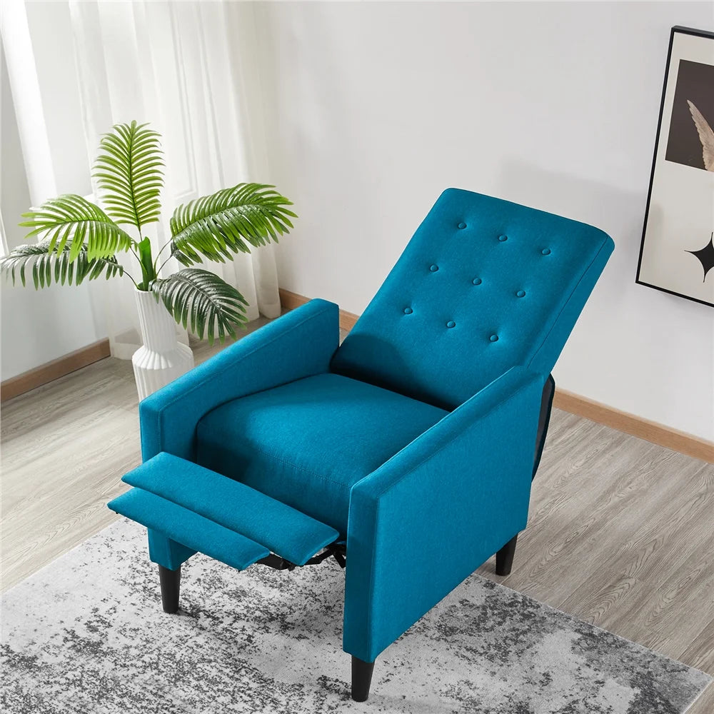 Blue Fabric Recliner Set of 2 J31017