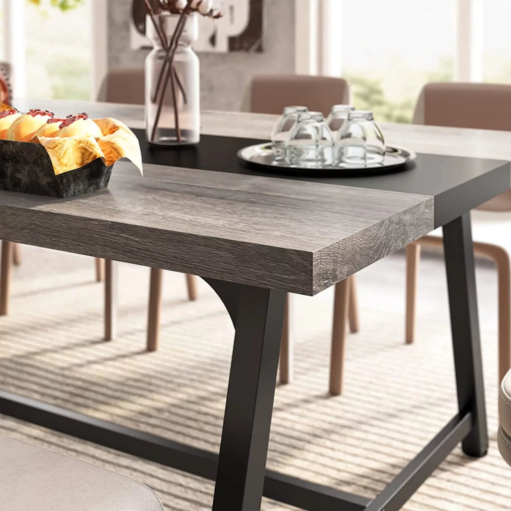 Grey 70.87-inch Rectangular Wood Dining Table W19541