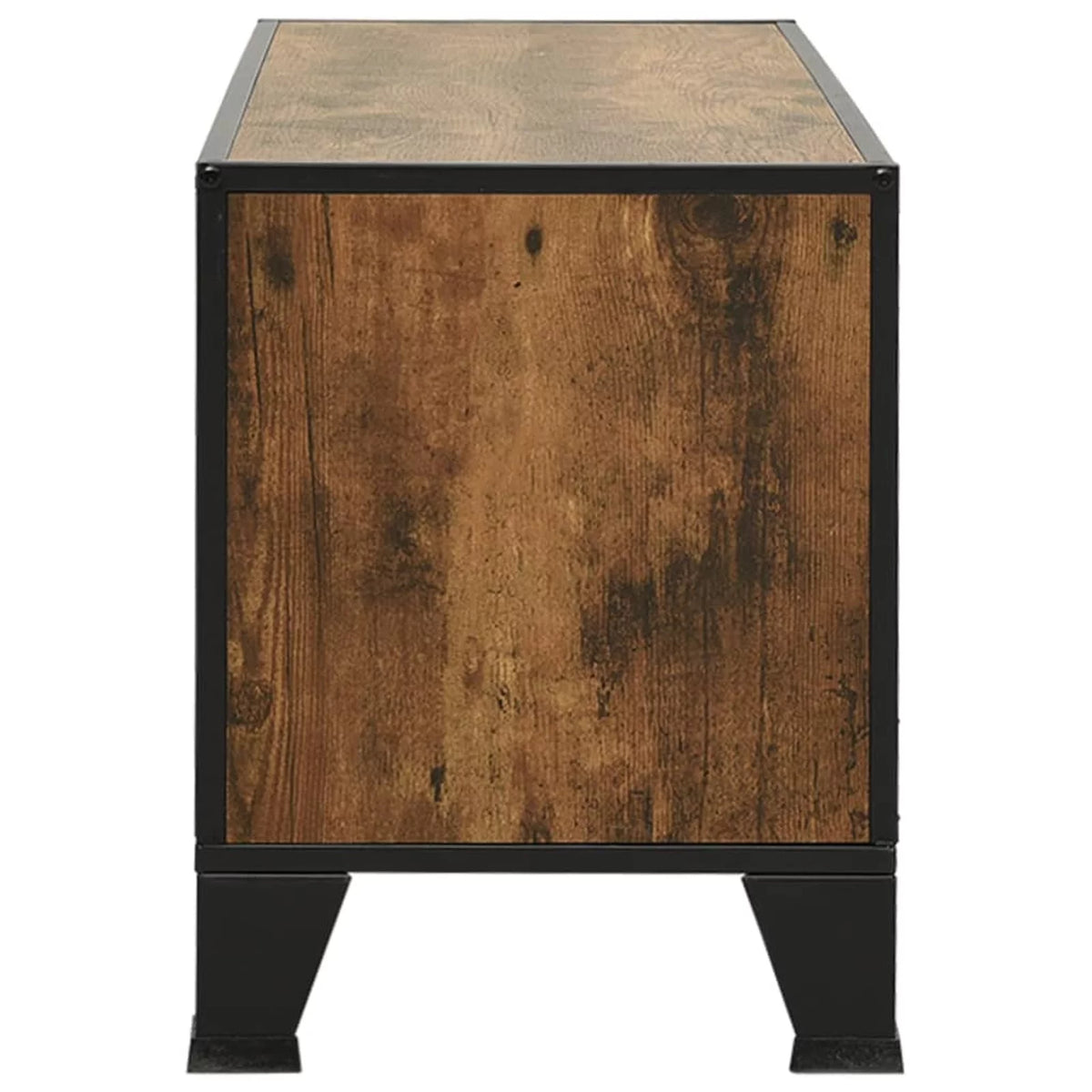 Rustic Brown TV Stand with 2 Mesh Doors and Storage Shelf U64917