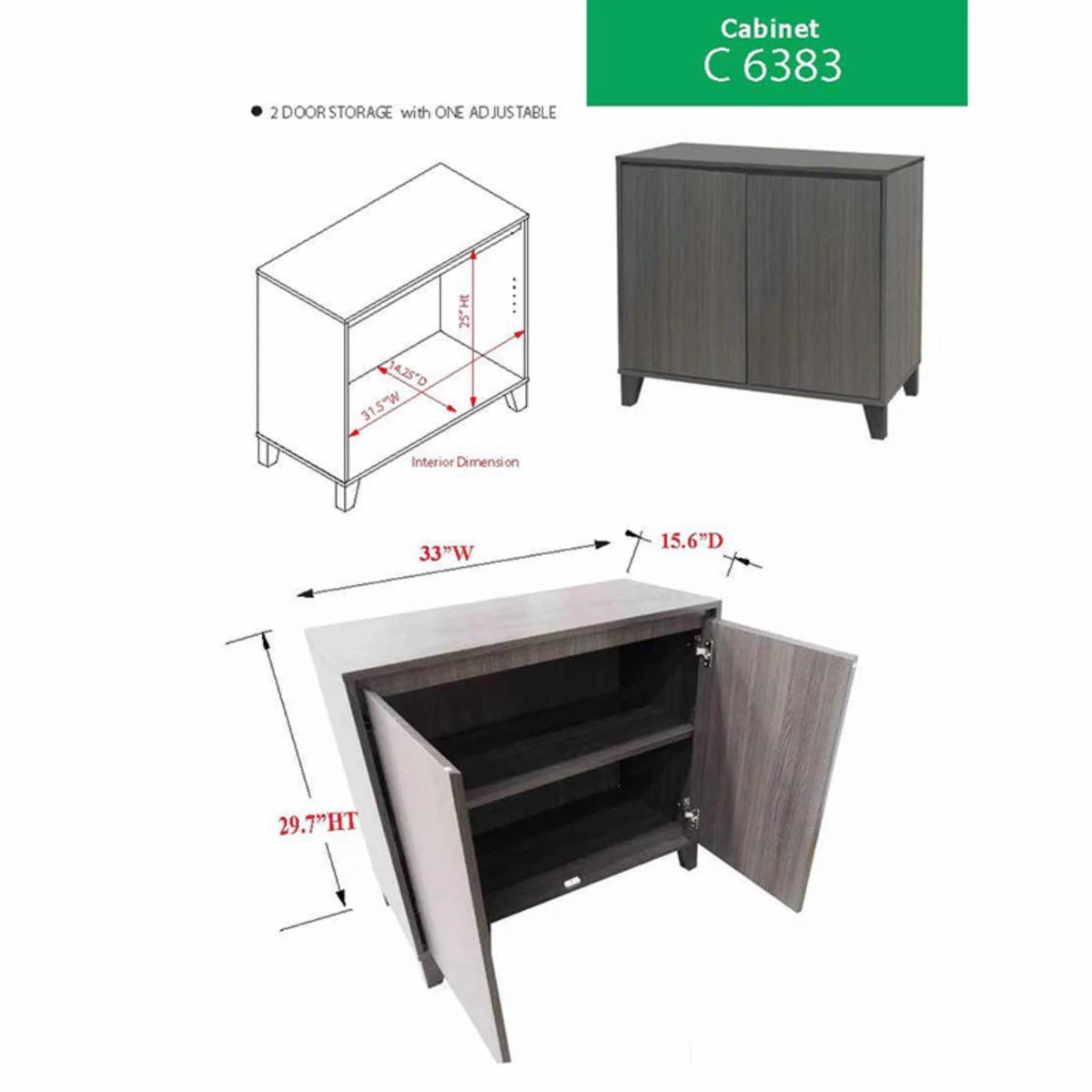 Oak 2 Door Accent Cabinet E286