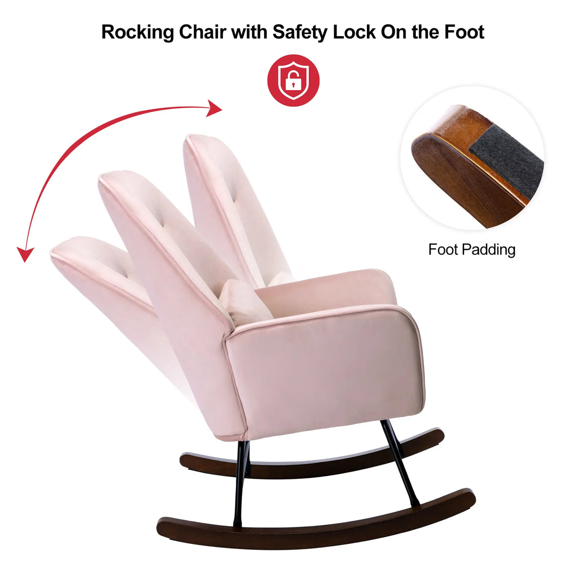 Pink Upholstered Rocking Chair F722