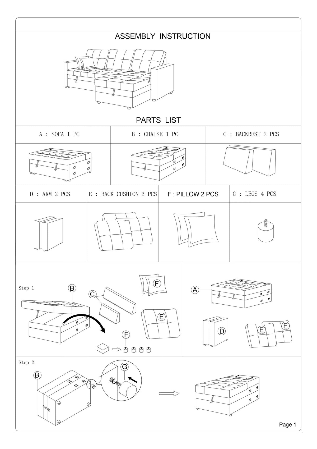 Espresso Convertible Sectional Sofa with Pull Out Bed U7337