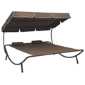 Outdoor Bed with Canopy and Pillows Brown E8267