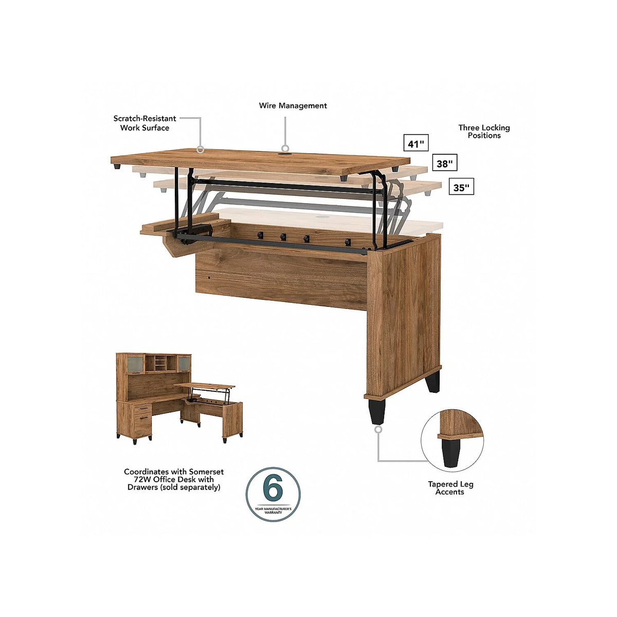 Fresh Walnut Engineered Wood Sit to Stand Return Z94658