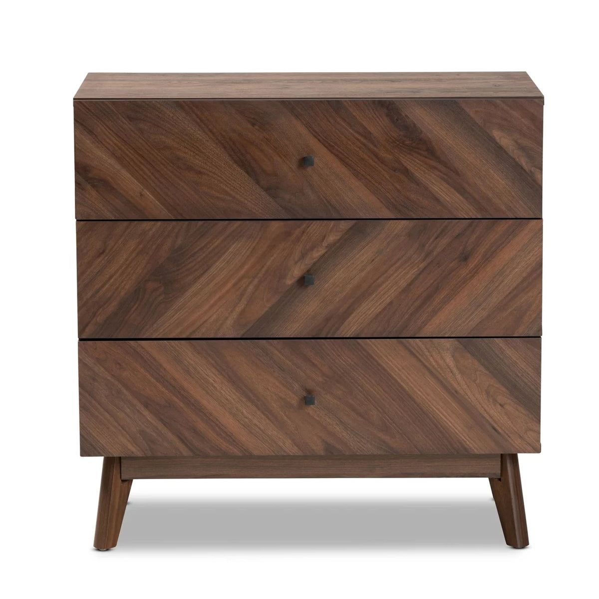 Walnut Brown Wood 3-Drawer Storage Chest B321046