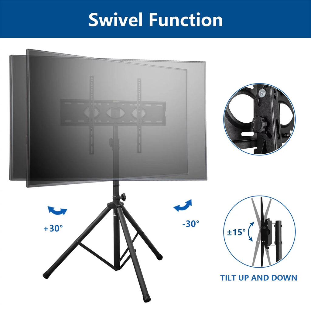 Black Portable Tripod TV Stand up to 75 inch E5973