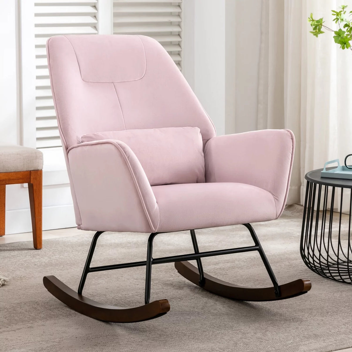 Pink Upholstered Rocking Chair F722